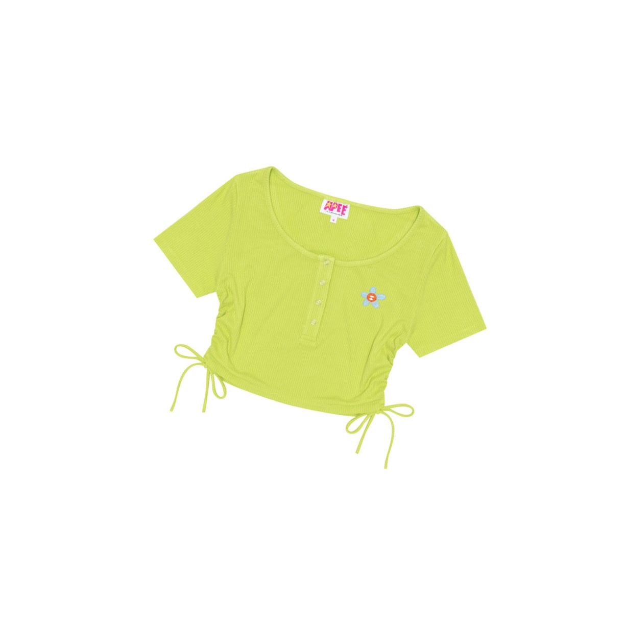 Light Green A BATHING APE Logo Drawstring Cropped Top Short Sleeve Blouse Women\'s Blouse | PX4752386