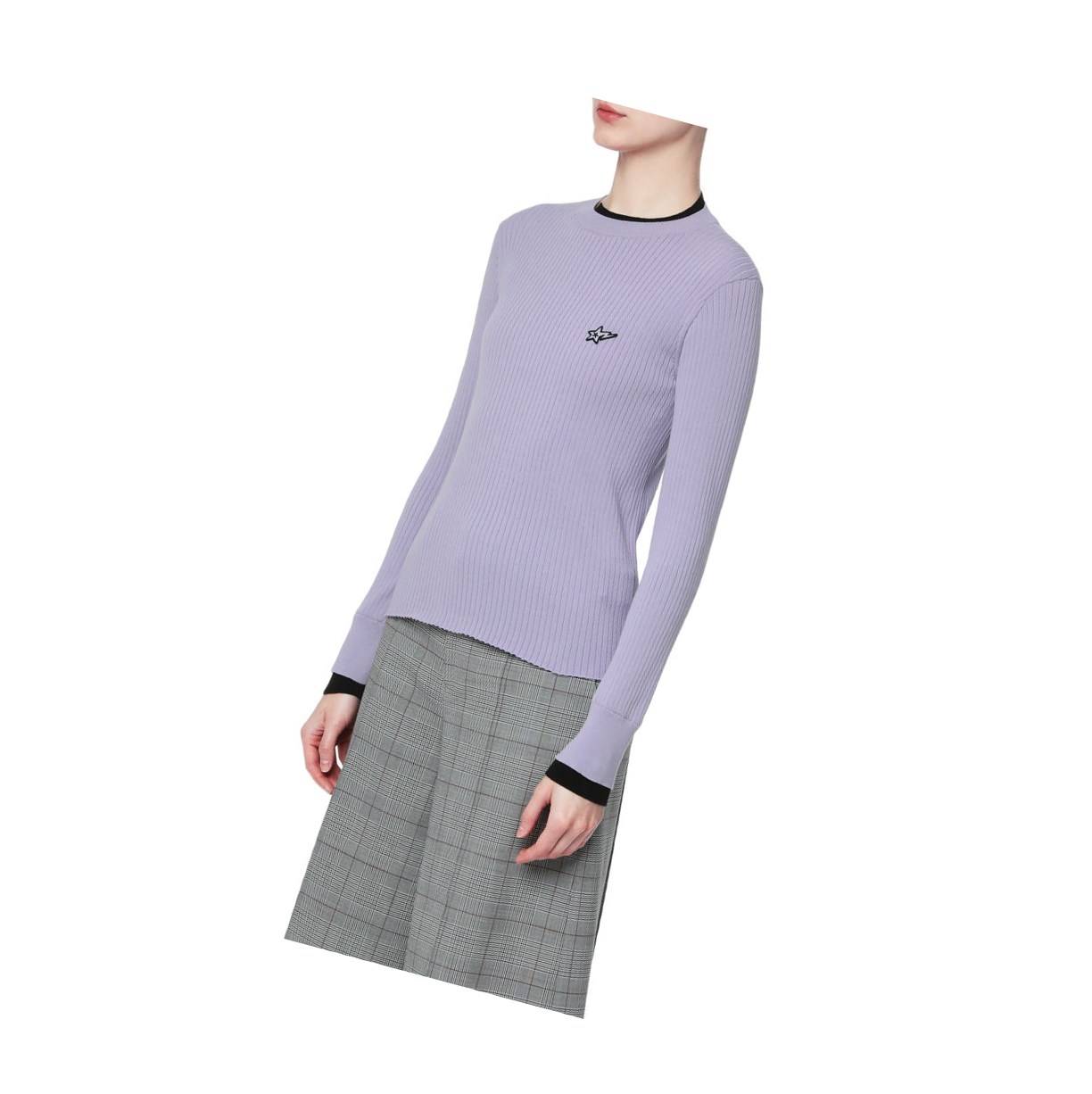 Lilac A BATHING APE Contrast Ribbed Sweater Crew Neck Knitwear Women's Blouse | EB0924573