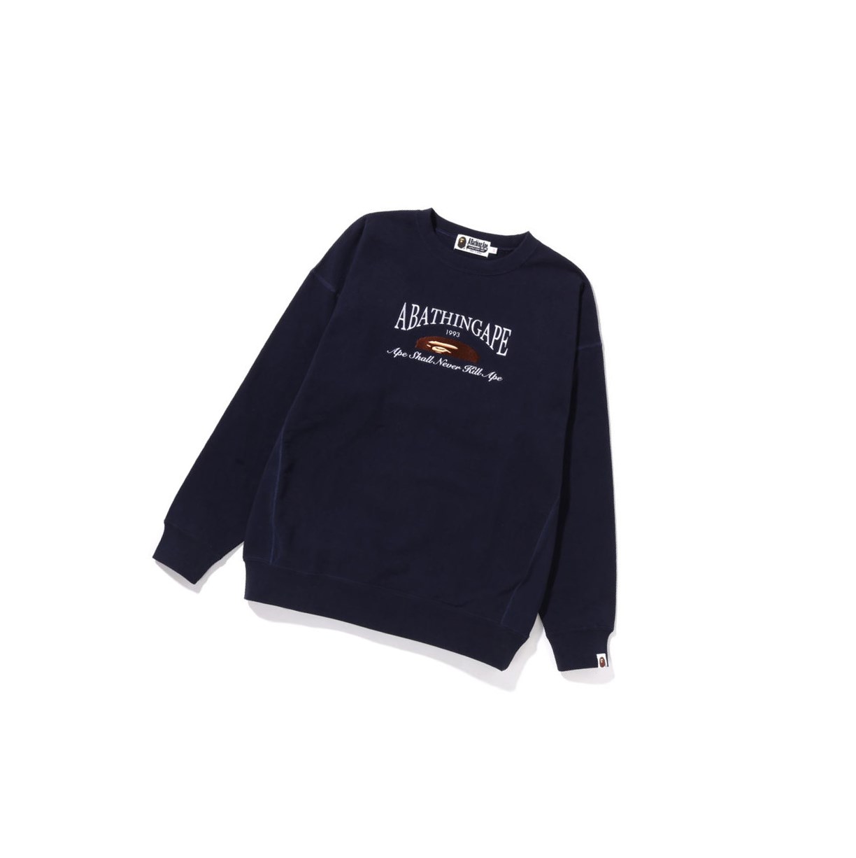 Navy Blue A BATHING APE A Bathing Ape Embroidery Oversized Crewneck Women\'s Sweatshirts | RZ7583029