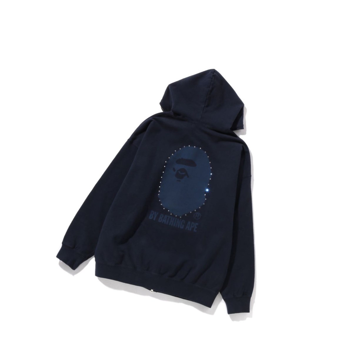 Navy Blue A BATHING APE Crystal By Bathing Overdyed Oversized Full Zip Women's Hoodie | FE2309485