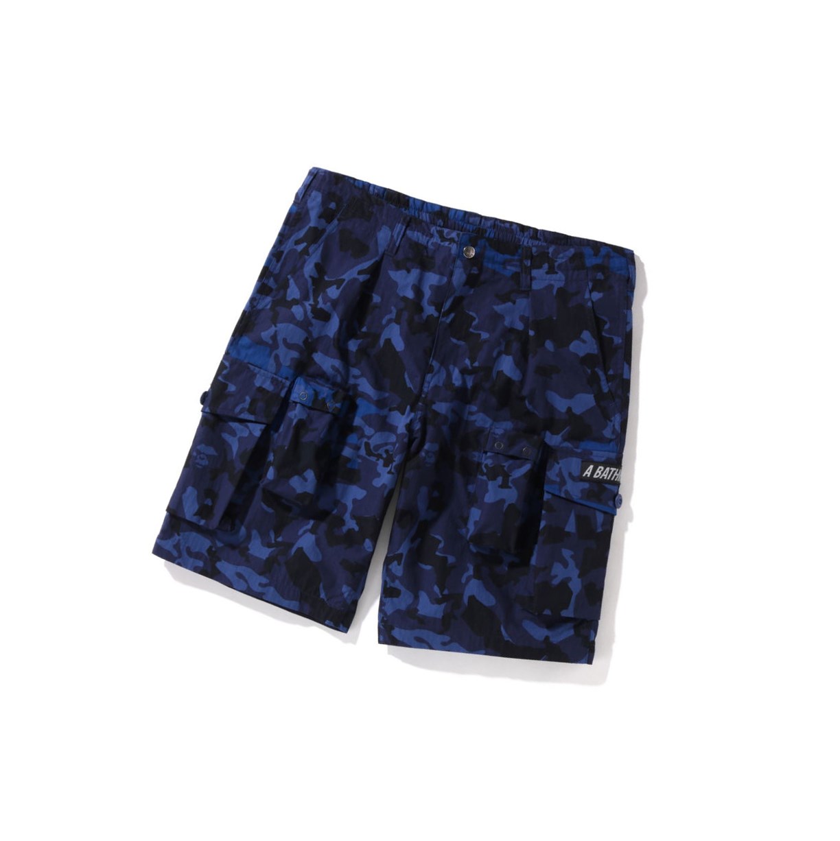 Navy Blue A BATHING APE Sand Camo Multi Pocket Wide Fit Men\'s Shorts | YX1247639