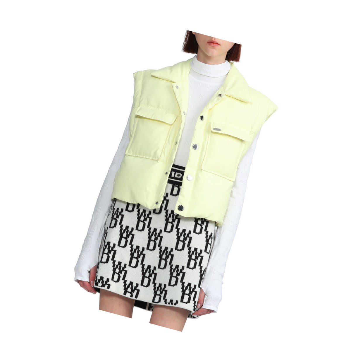 Pastel Yellow A BATHING APE Buttoned Cropped Women's Down Jackets | EQ4702815