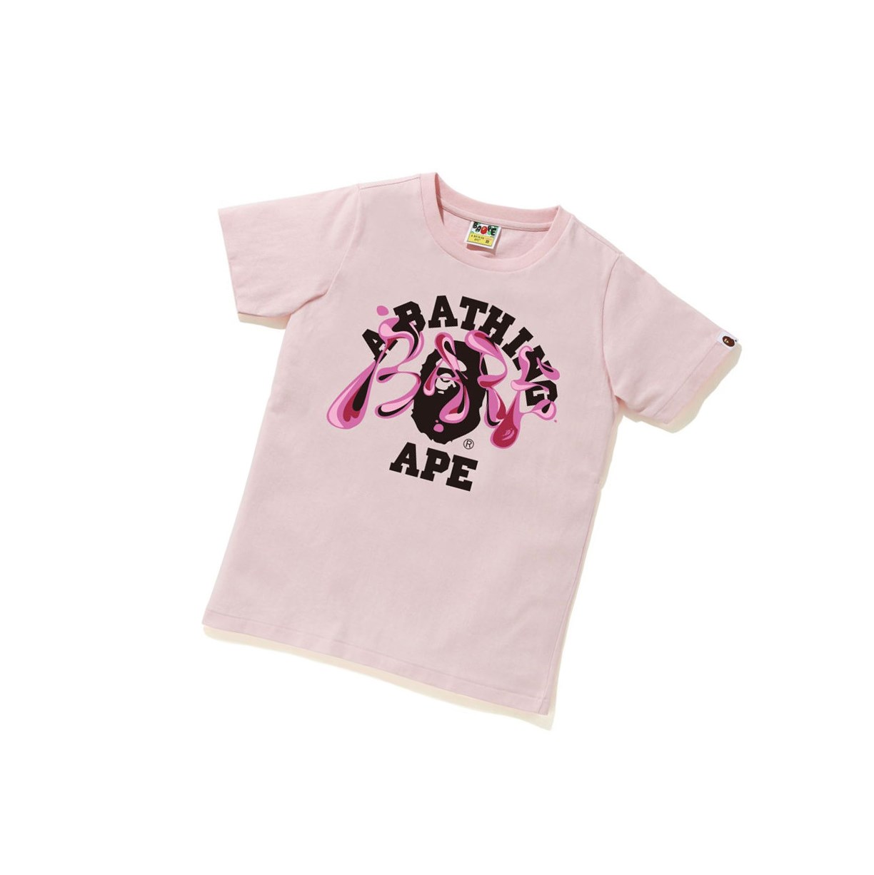 Pink A BATHING APE Marble Camo Liquid College Tee Short Sleeve Women\'s T Shirts | MI6254930