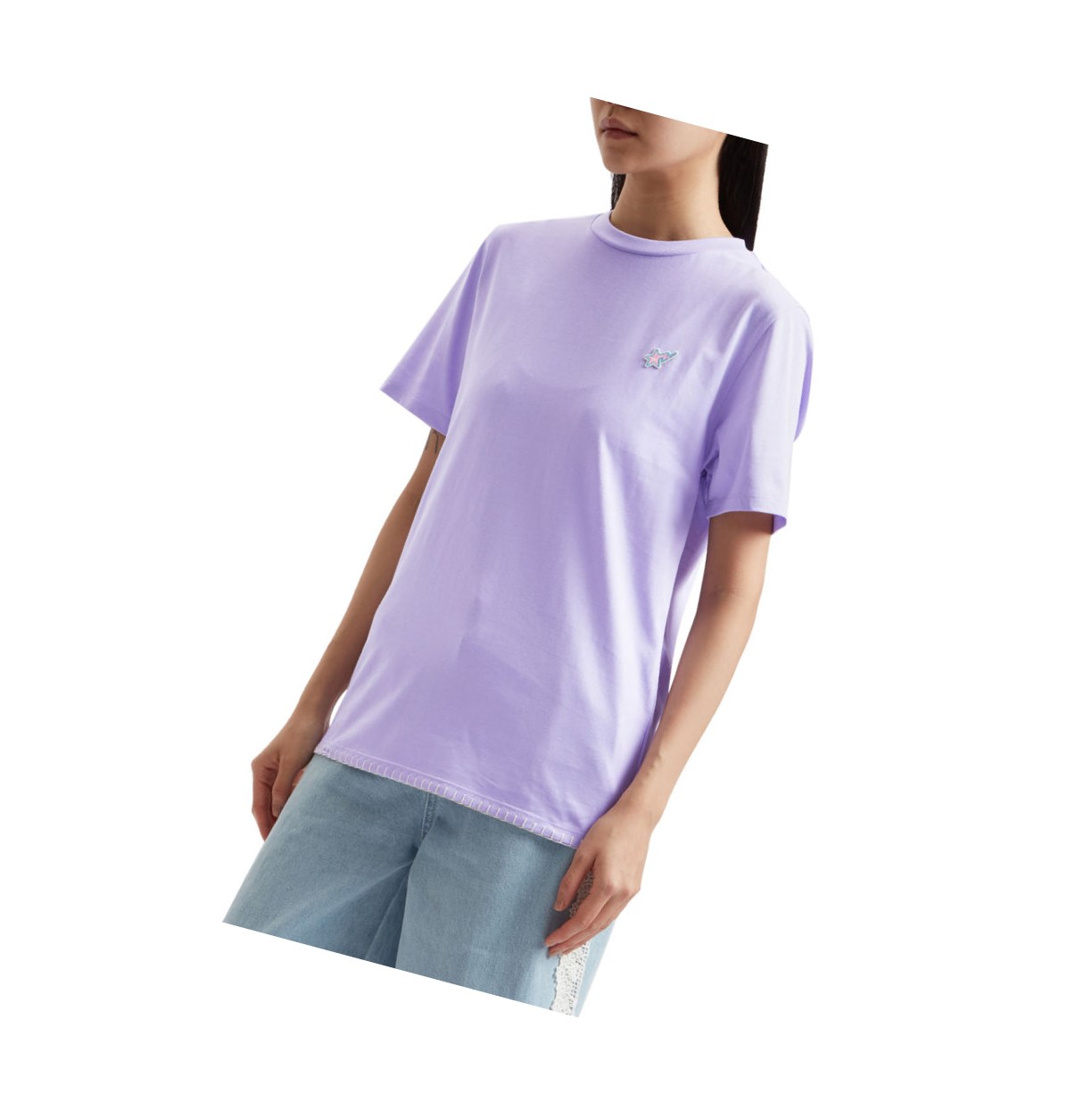 Purple A BATHING APE Logo Tee Short Sleeve Women's T Shirts | IN9426358