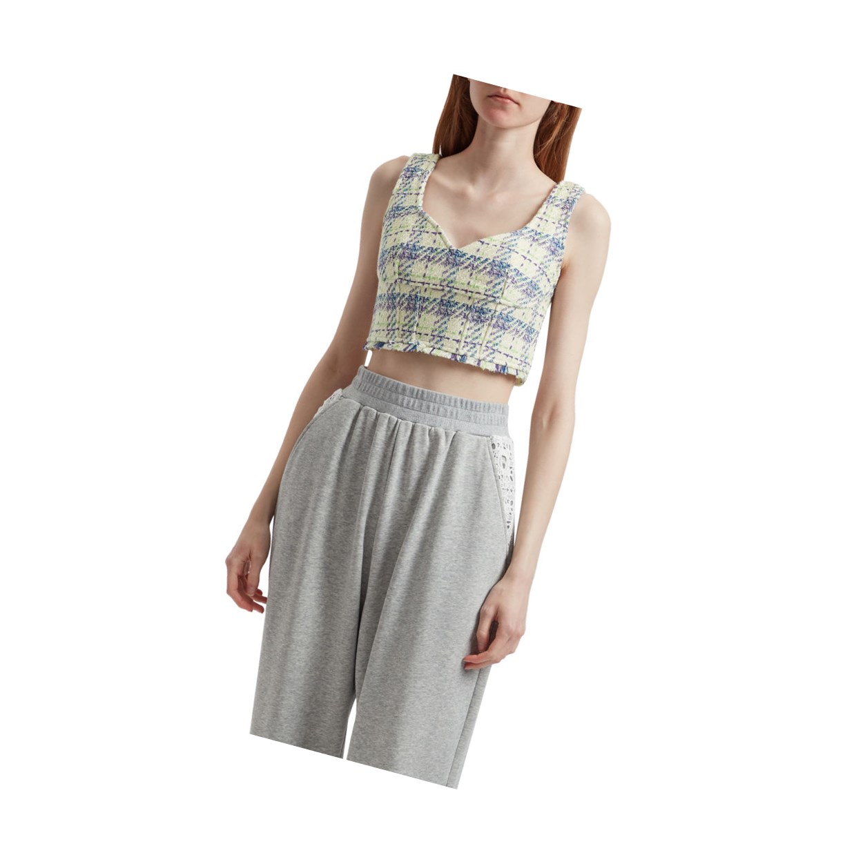 Violet A BATHING APE Checked Crop Top Sleeveless Blouse Women's Blouse | HL4739502