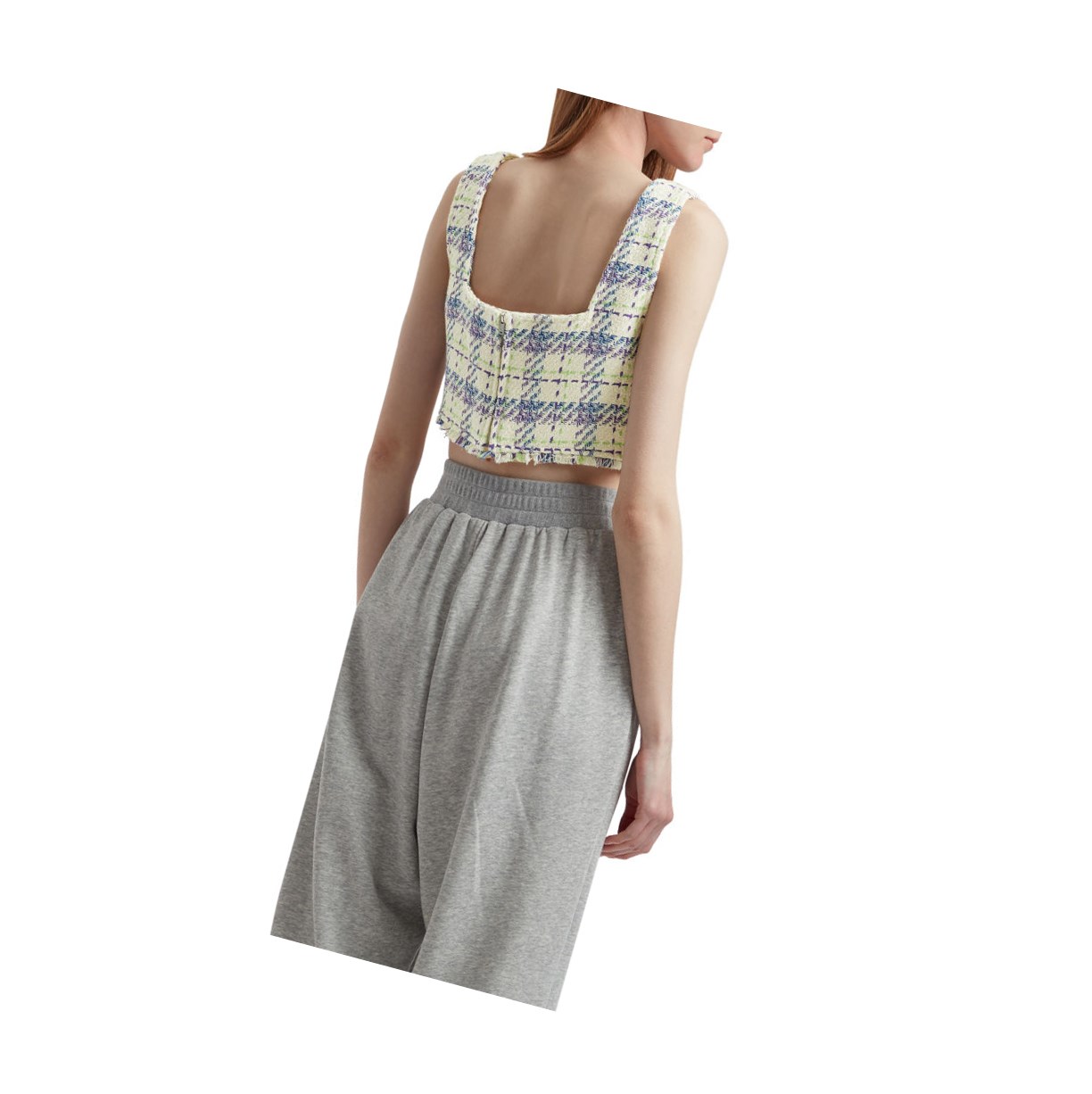 Violet A BATHING APE Checked Crop Top Sleeveless Blouse Women's Blouse | HL4739502