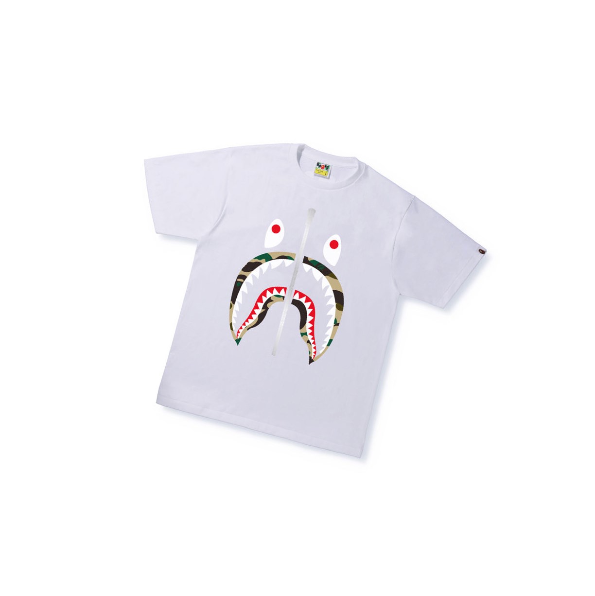 White A BATHING APE 1st Camo Shark Tee Short Sleeve Men\'s T Shirts | QO9061284