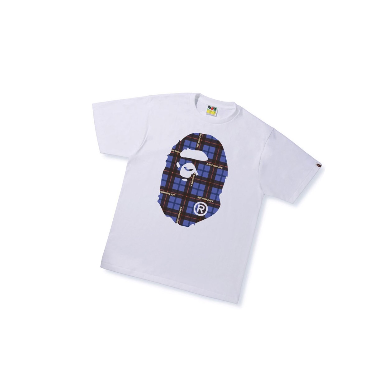 White A BATHING APE Bape Logo Check Big Ape Head Tee Short Sleeve Men\'s T Shirts | YO5794382