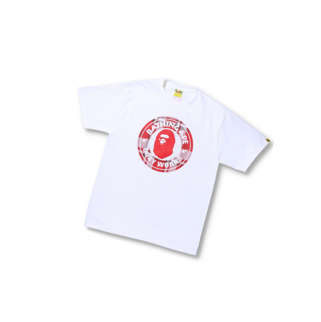 White A BATHING APE Bape® Check Gift Busy Works Tee Short Sleeve Men\'s T Shirts | HA4672981