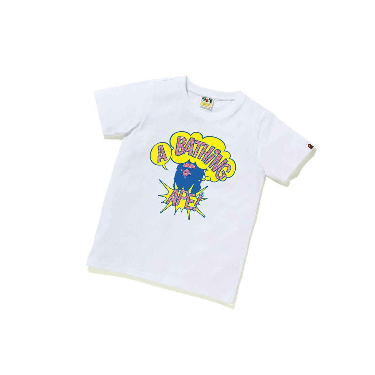 White A BATHING APE Cartoon College Tee Short Sleeve Women\'s T Shirts | LR3157902