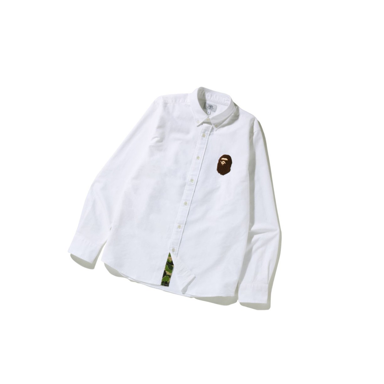 White A BATHING APE Large Ape Head Oxford Bd Long Sleeve Men\'s Shirts | GS9412830