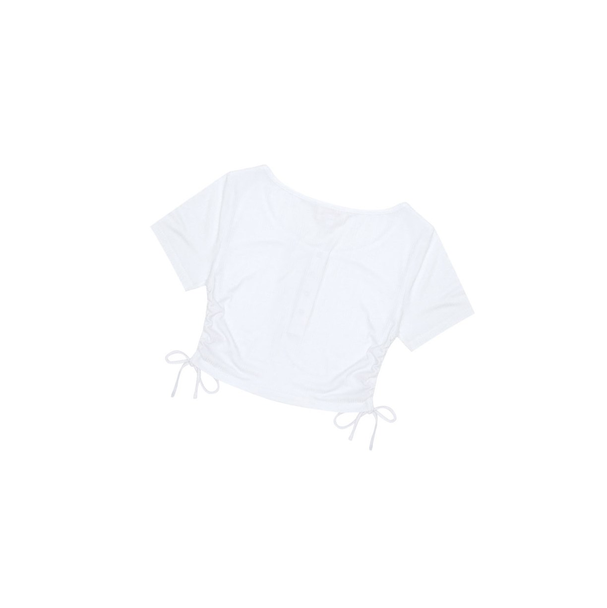 White A BATHING APE Logo Drawstring Cropped Top Short Sleeve Blouse Women's Blouse | RE2978640