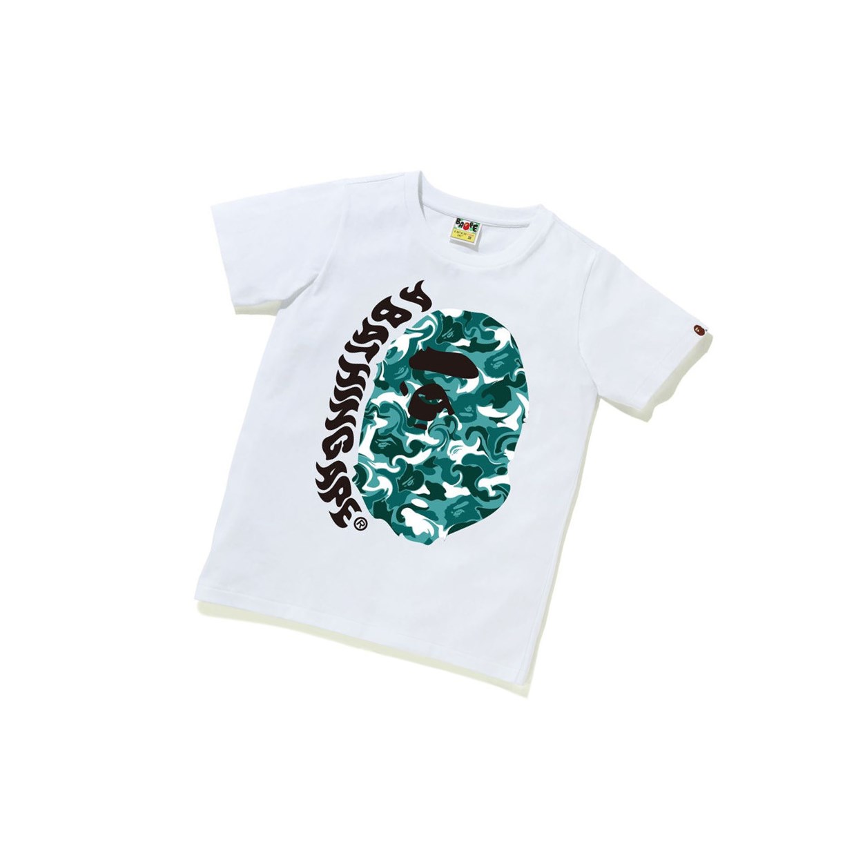 White A BATHING APE Marble Camo Ape Head Tee Short Sleeve Women\'s T Shirts | BK8561349