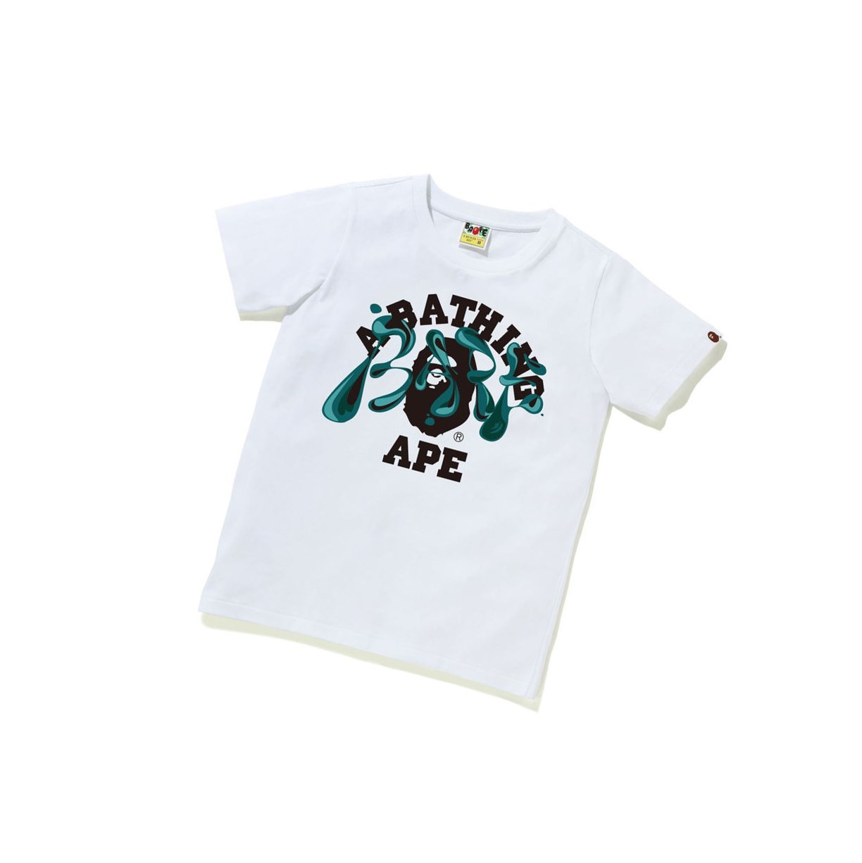 White A BATHING APE Marble Camo Liquid College Tee Short Sleeve Women\'s T Shirts | PR7489015