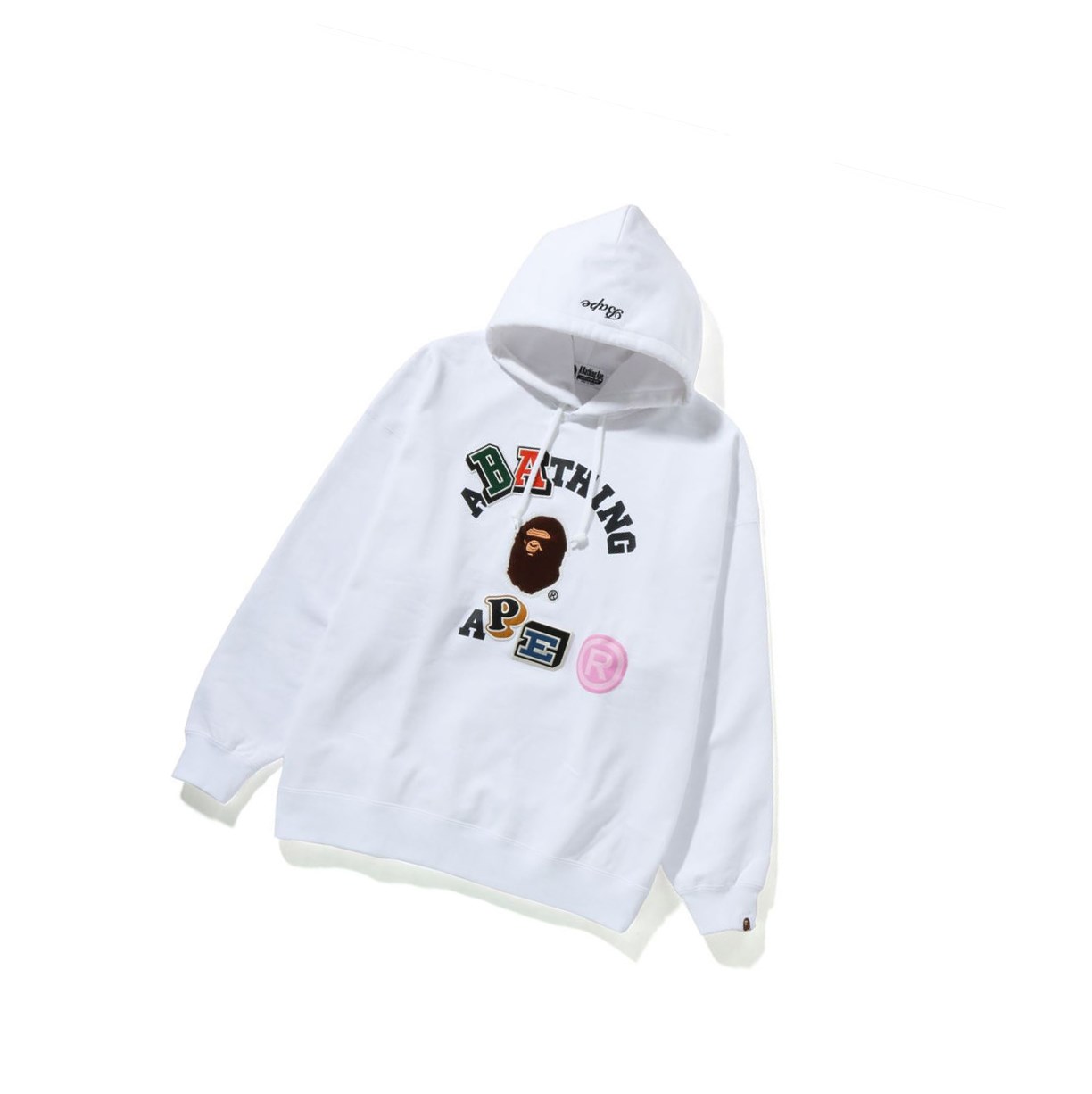 White A BATHING APE Multi Fonts College Oversized Women\'s Hoodie | LQ3840192