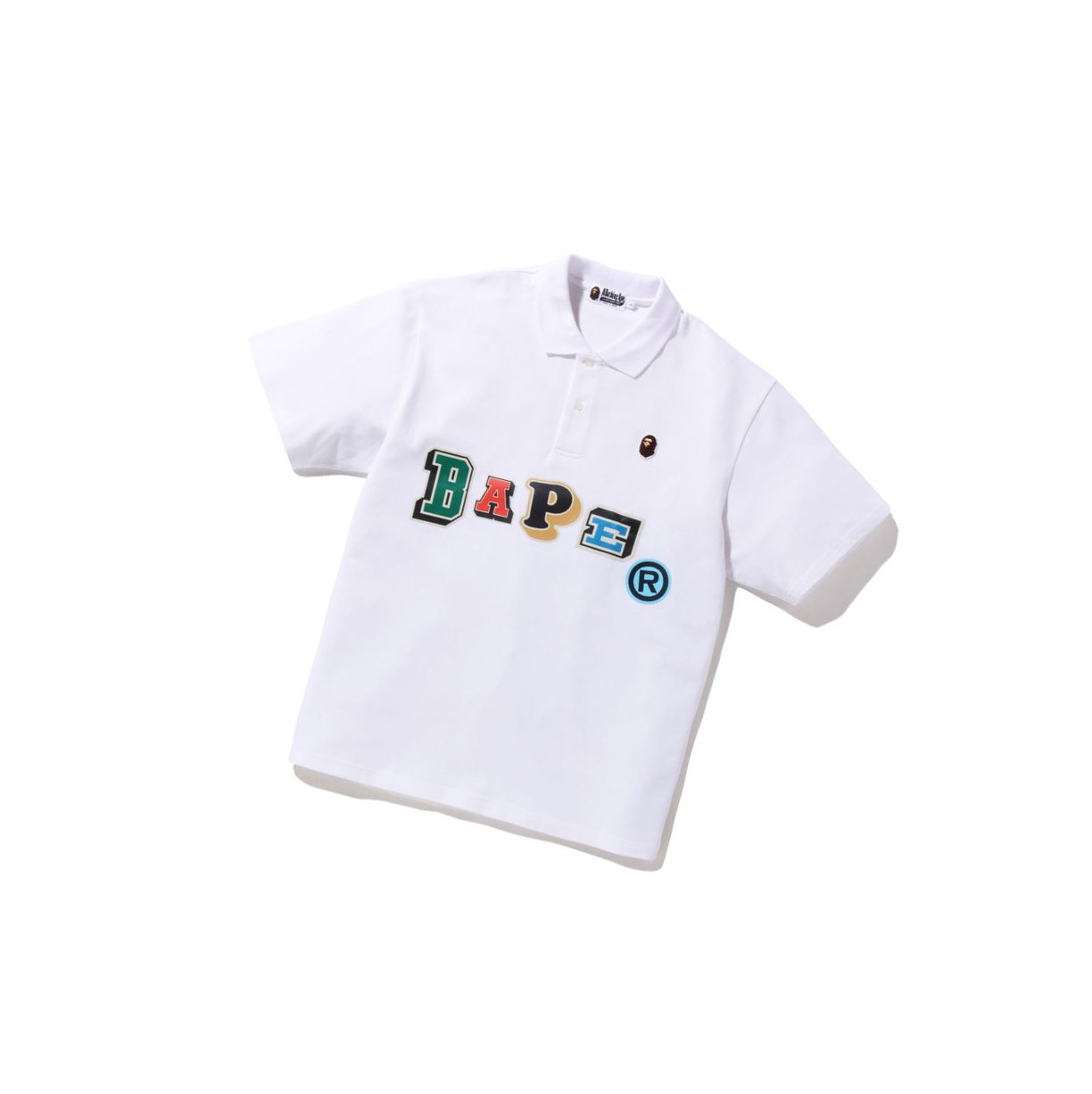 White A BATHING APE Multi Fonts Relaxed Fit Short Sleeve Men\'s Polo | TO3980247