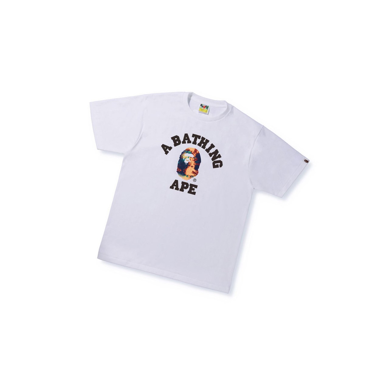 White A BATHING APE Tie Dye College Tee Short Sleeve Men\'s T Shirts | IT8437291