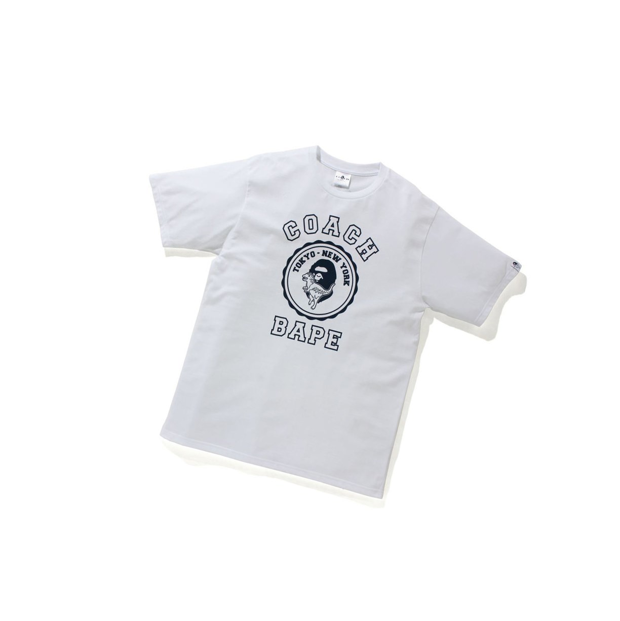 White A BATHING APE X Coach College Tee Short Sleeve Men\'s T Shirts | HK8309425