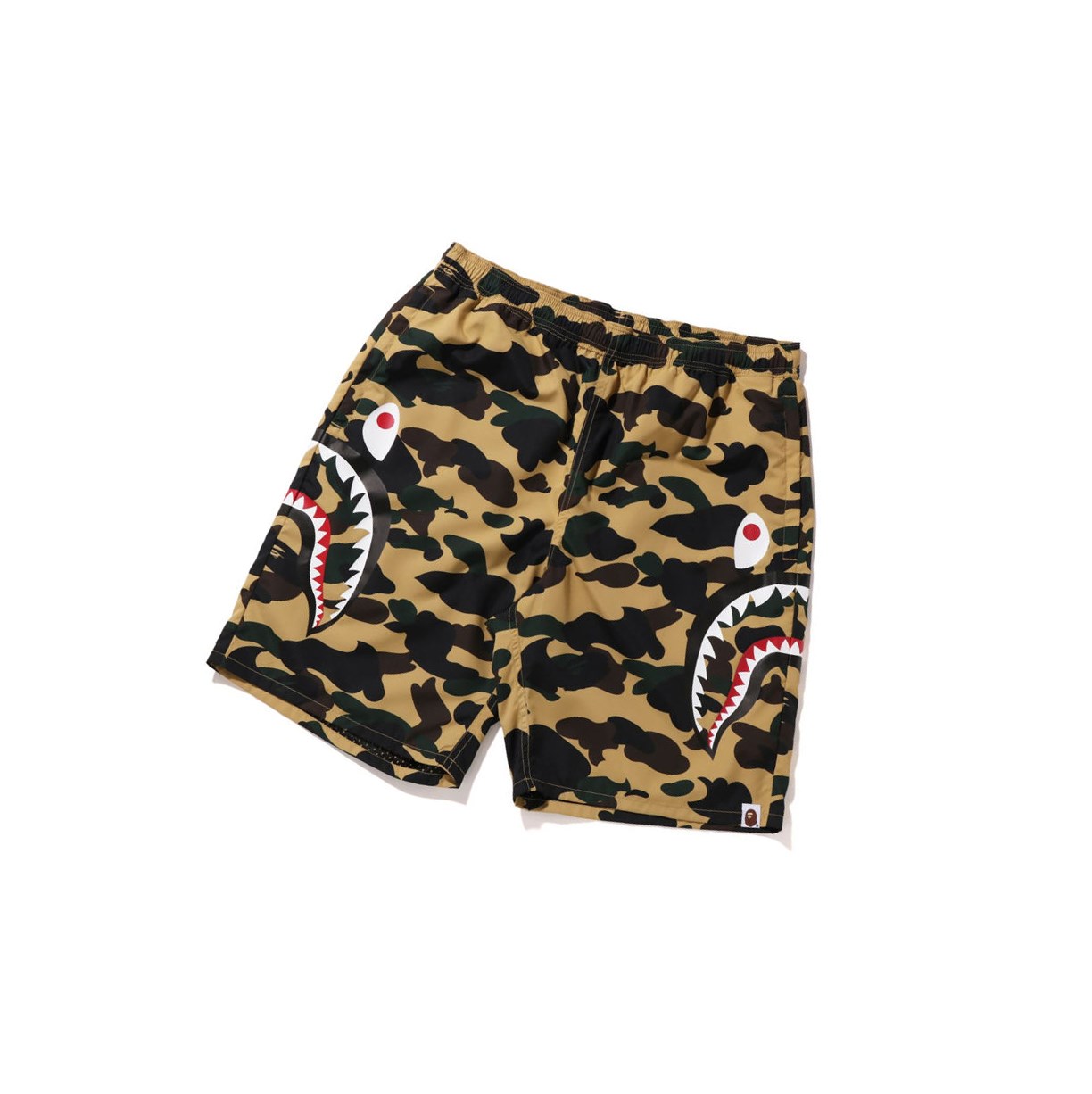 Yellow A BATHING APE 1st Camo Side Shark Beach Men\'s Shorts | VX1639872