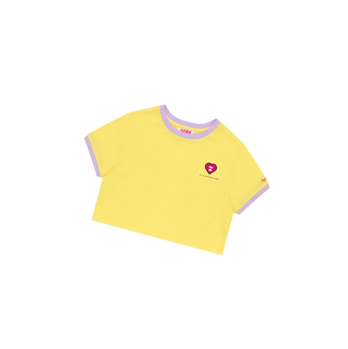 Yellow A BATHING APE Heart Cropped Tee Short Sleeve Women\'s T Shirts | YS3270684